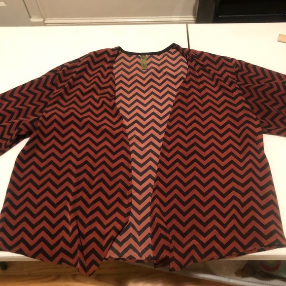 Whisper size Large lightweight jacket rust & navy chevron print open front - Picture 6 of 11
